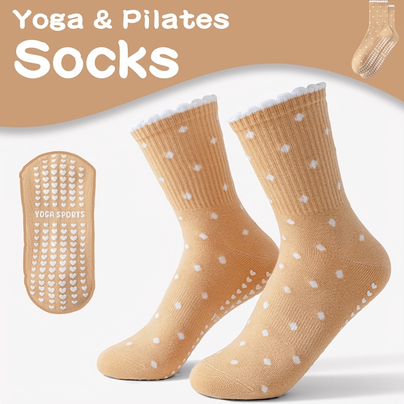Medias Para Pilates Y Yoga - Damskie brązowe skarpety do jogi, białe