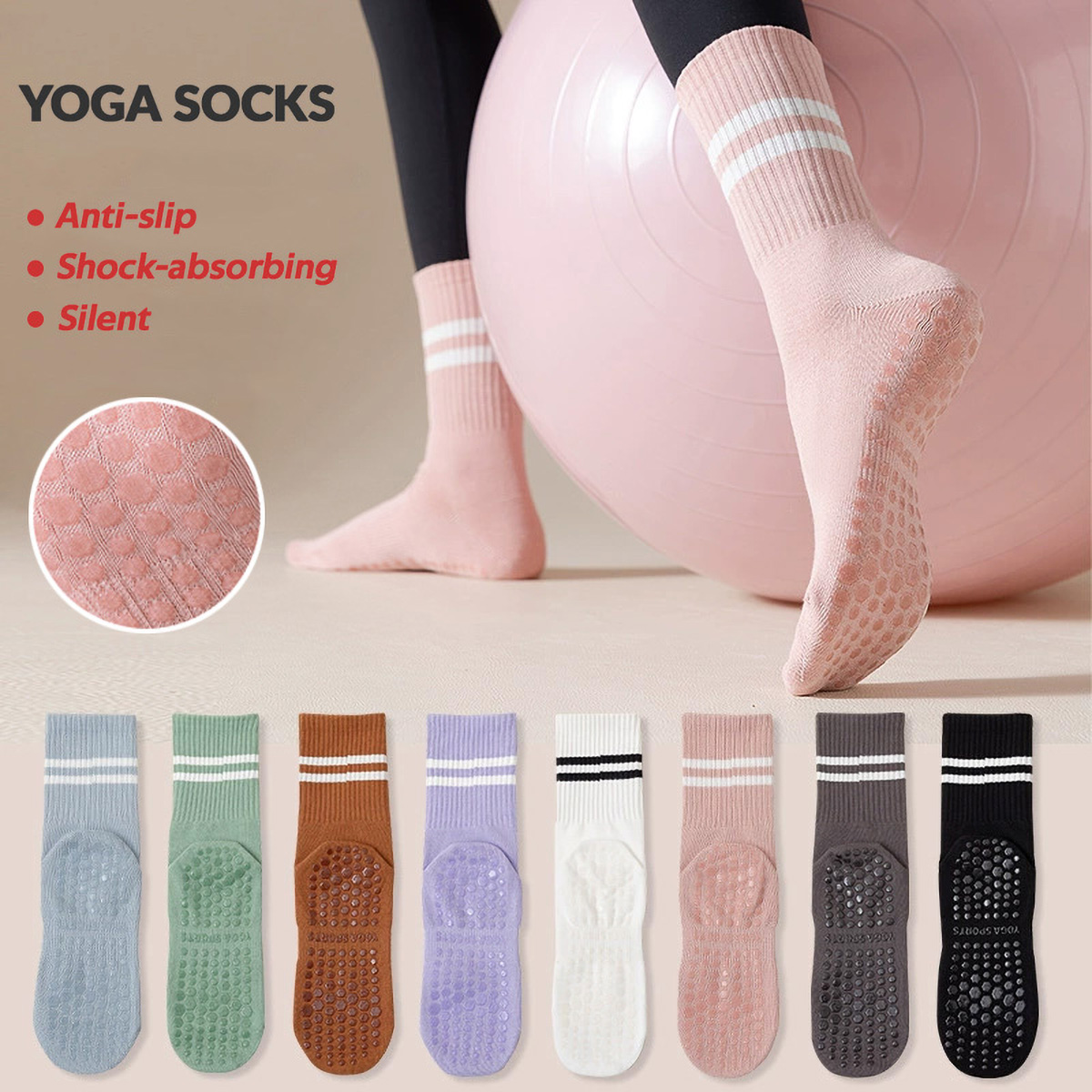 Medias Para Pilates Y Yoga - 3 pary długich skarpet do jogi